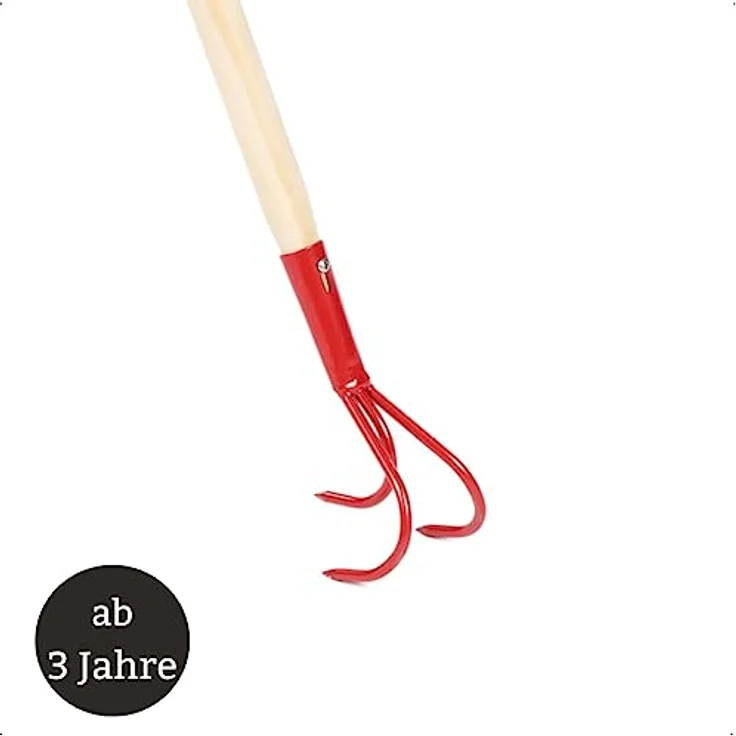 Galaflor Kindergrubber aus Metall mit 76 cm Holzstiel, 3 Zinken für einfaches Lockern und Durchlüften der Erde – Bild 3