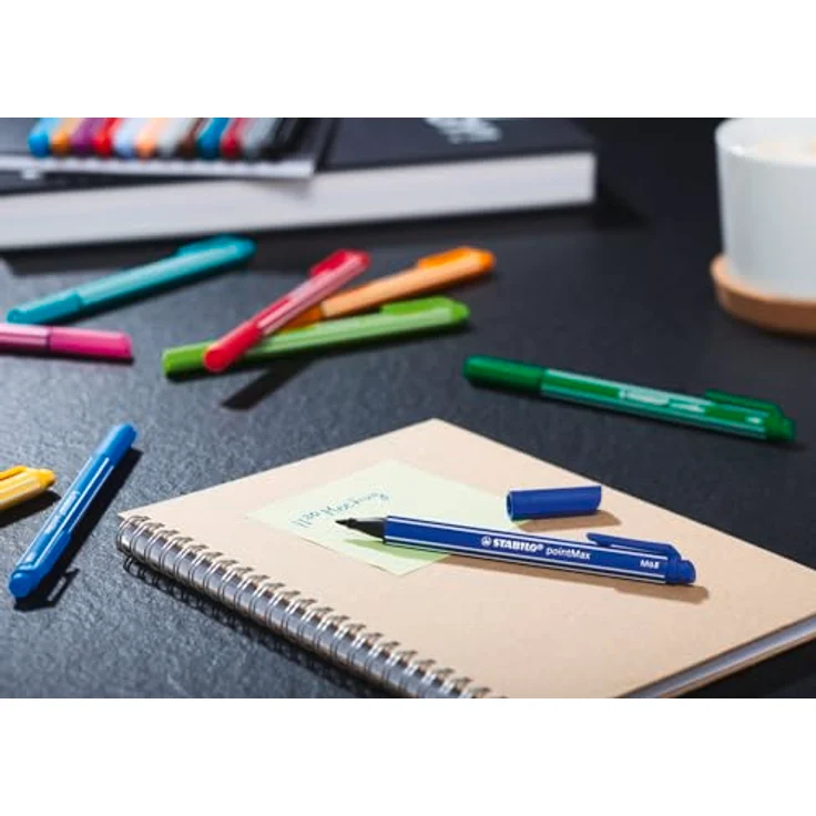STABILO Faserstift STABILO pointMax Filzstift - 0,8 mm - 12er Set, robuste Nylonspitze, handliche Stiftlänge - blau – Bild 7