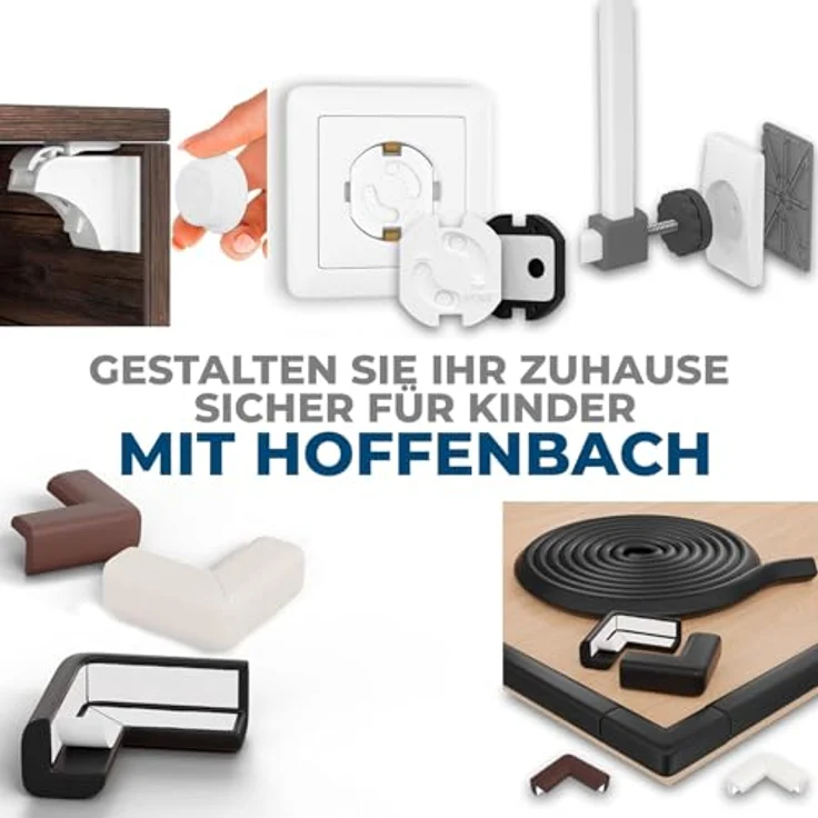 Wandschutz Pads für Treppengitter und Türgitter - Original Hoffenbach Germany - Färbt nicht ab - Kein Bohren notwendig - Für Baby, Kind, Hund 4 Stück (Eckig) – Bild 11