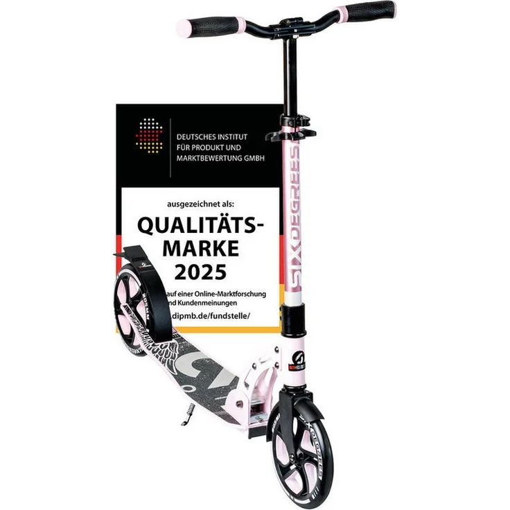SIX DEGREES Cityroller, Aluminium Scooter mit klappbarem Mechanismus, 205 mm Rollen, Höhenverstellbar, schwarz