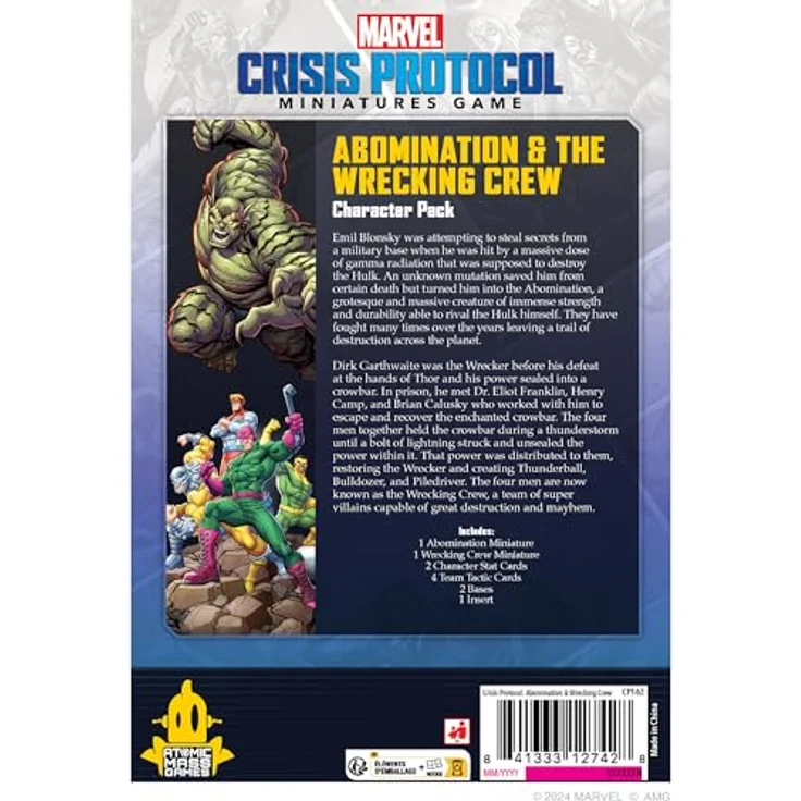 Atomic Mass Games Marvel: Crisis Protocol Abomination & The Wrecking Crew Character Pack (Spanisch) mit 2 Miniaturen und 6 Spielkarten für 2 Spieler, ab 14 Jahren – Bild 2