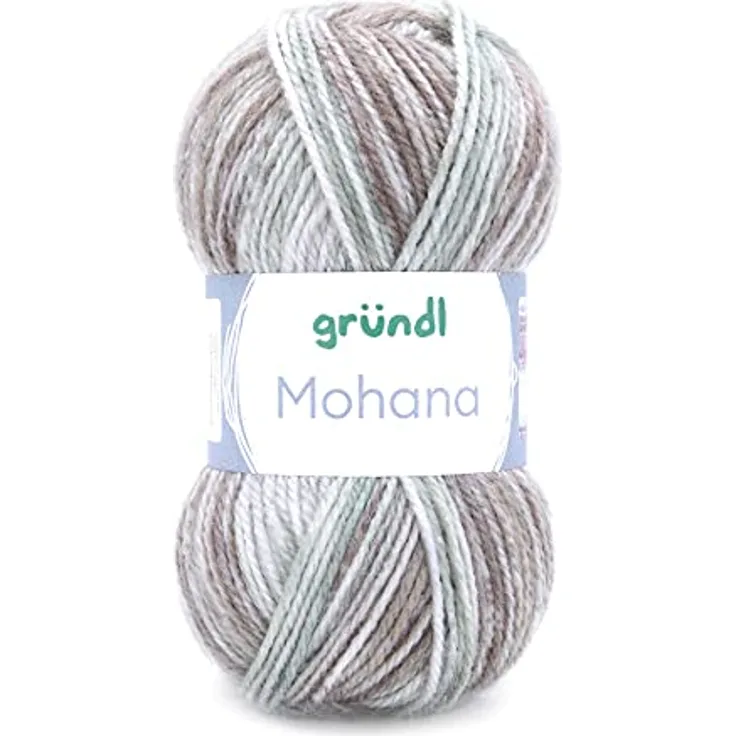 [57,50€/kg] Gründl Wolle Mohana color 06, weiche Wolle mit Mohair, Mohairwolle mit Farbverlauf zum Stricken oder Häkeln