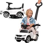 Actionbikes Motors BMW M5 Lauflernwagen, 3-in-1 Rutschauto mit Schiebestange und Soundmodul, sicher und bequem für Kinder ab 1 Jahr, Weiß