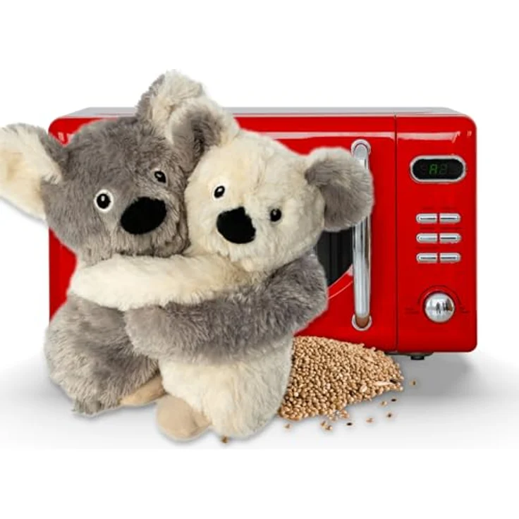Habibi Premium Wärmekissen/Stofftier 1960 Hugys Koala Papa (grau) + Kind (creme), Kuschelfreunde 2er Set mit herausnehmbarer Hirsefüllung – Bild 4