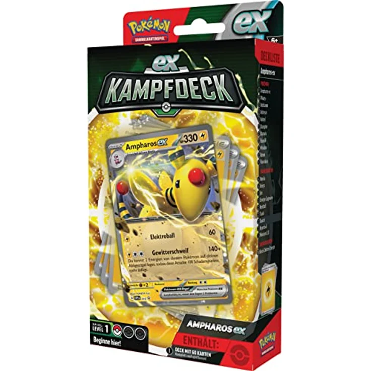 Pokémon Kampfdeck Ampharos-ex, sofort spielbares Deck mit 60 Karten, inklusive Regelheft und Deckbox – Bild 3