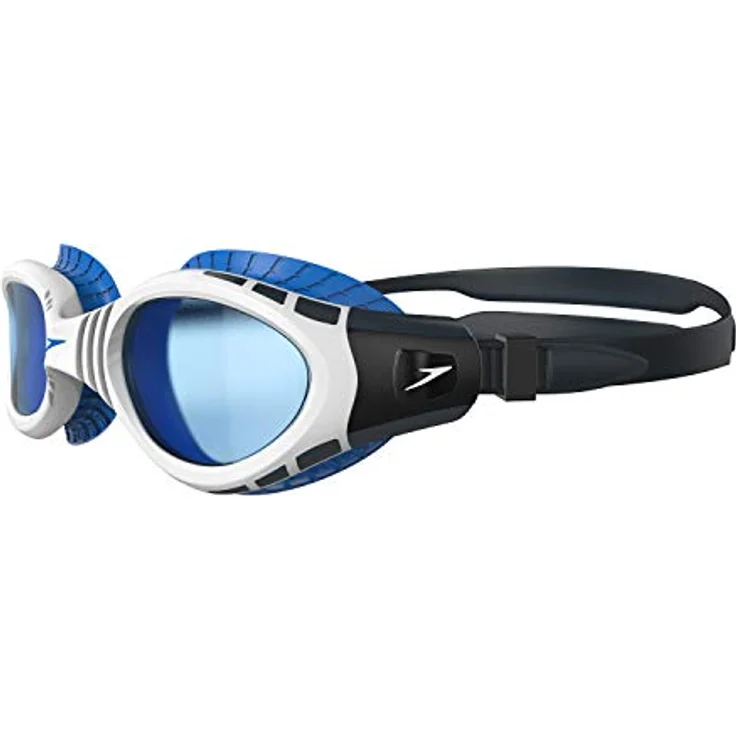 Speedo Futura Biofuse Flexiseal Schwimmbrille, Extra-Komfort, gepolsterte Passform, weiß und blau, Erwachsene Unisex Größe – Bild 2