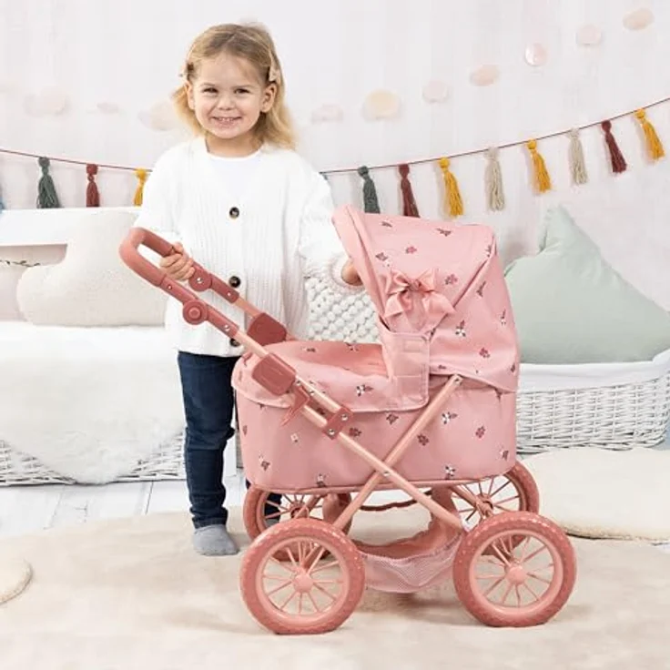 Bayer Design Puppenwagen Trendy, mit Tasche, höhenverstellbarem Griff (39-68 cm), große Räder, für Puppen bis 46 cm – Bild 4