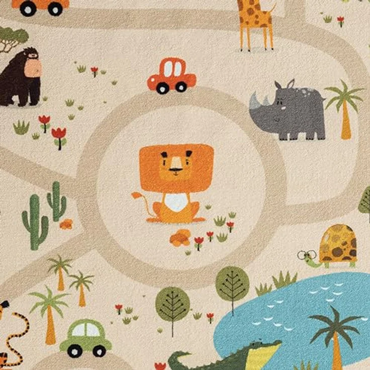 Teppich-Traum Kinderteppich Spielteppich Safari, rutschfest, beige, 160 x 220 cm, schadstofffrei, für Fußbodenheizungen geeignet – Bild 2