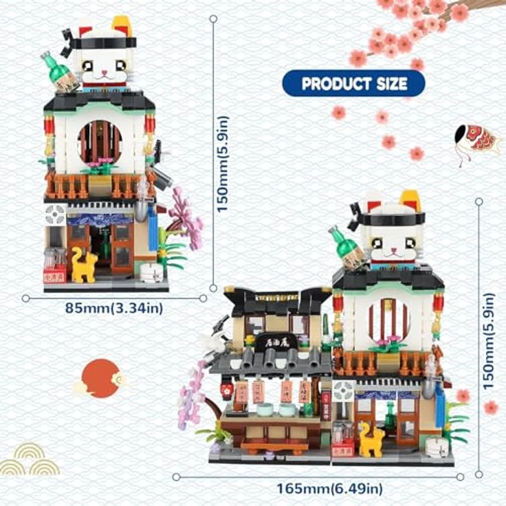 QLT Japanisch Straßenansicht Izakaya Shop Mini Bausteine, MOC Creative STEM Japanisch Toys Friends mädchen Model Set, 789 PCS Klemmbausteine Haus Toy Gift (Nicht kompatibel mit Lego Bausteine) – Bild 4