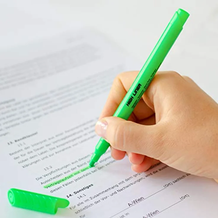 Kores - High Liner: Feine neonfarbene Textmarker, Keilspitze und Tinte auf Wasserbasis, Schul- und Bürobedarf, 4er-Pack sortierte Farben – Bild 5