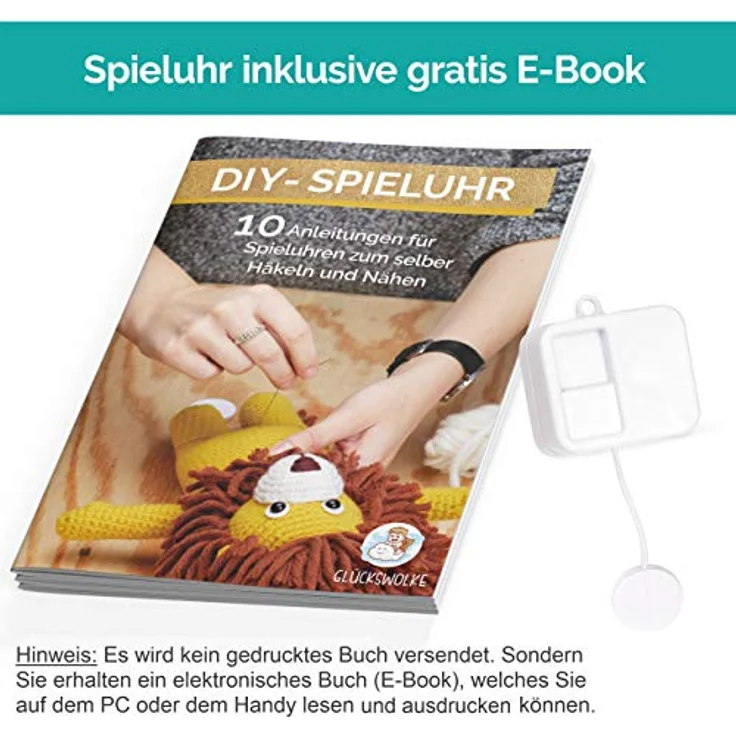 GLÜCKSWOLKE Spieluhr Werk, Ersatz Spielwerk mit 14 Melodien, wasserdicht, inkl. Gratis E-Book mit Nähanleitungen – Bild 3