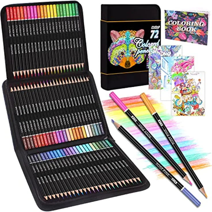 Melifluo 72 Buntstifte Set, Hochpigmentierte Buntstifte mit Malbuch und Tragbarer Reißverschlusstasche, Ideal für Erwachsene und Künstler