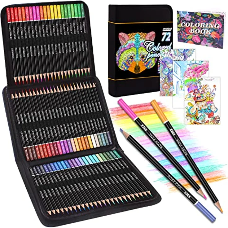 Melifluo 72 Buntstifte Set, Hochpigmentierte Buntstifte mit Malbuch und Tragbarer Reißverschlusstasche, Ideal für Erwachsene und Künstler – Bild 1