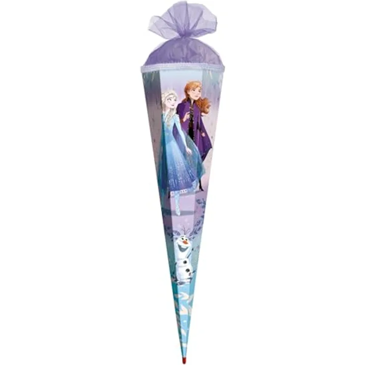 Roth Schultüte Disney Frozen Glitter, eckige Schultüte mit Schutzspitze und Tüllverschluss