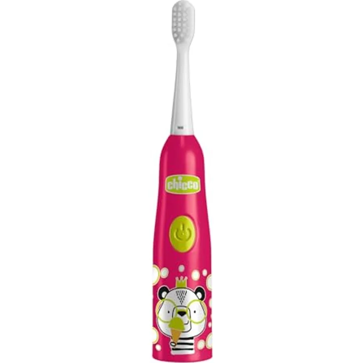 Chicco Elektrische Zahnbürste für Babys, kabellos mit weichem Vibrationskopf und sanften Borsten, geeignet für Kinder ab 3 Jahren, Tiger und Panda Design – Bild 1
