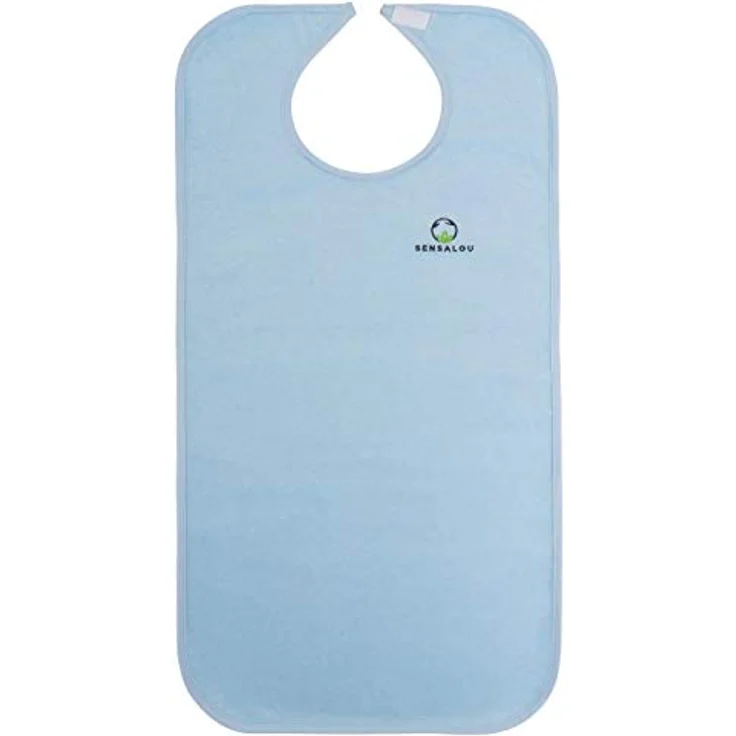 Sensalou Lätzchen Ess-Schürze für Erwachsene, wasserdicht und saugfähig, hellblau, 90x45 cm – Bild 2