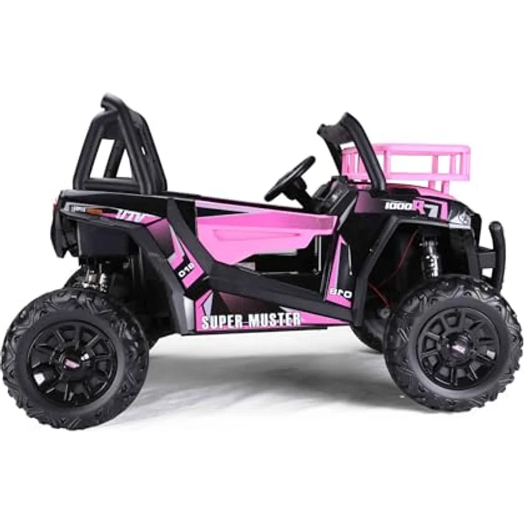 RIRICAR Elektroauto für Kinder R24V UTV, Rosa, 2-Sitzer mit 2,4 GHz Fernbedienung, 2 x 200 W Motor, Lithium-Akku, EVA-Räder, gepolsterter Sitz, USB, SD-Karte – Bild 3