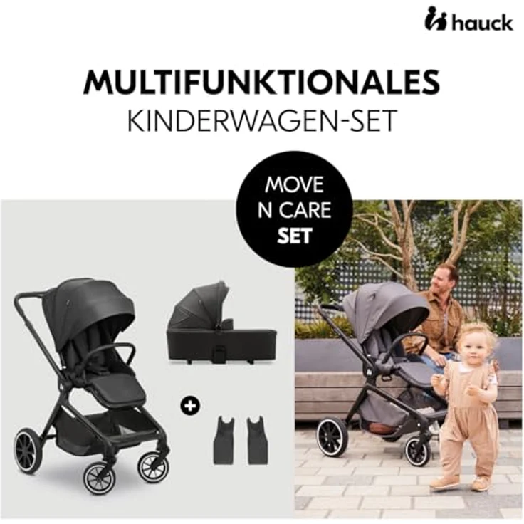 Hauck Kombi-Kinderwagen Move N Care Set - Black, inkl. Babywanne und Sportsitz, mit Gratis Mobilitätsgarantie – Bild 2