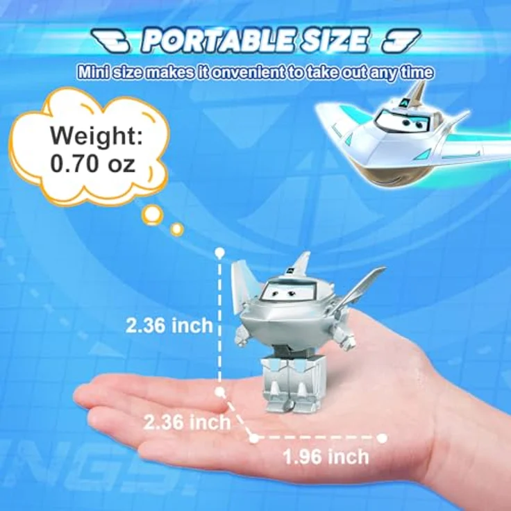 Super Wings Transformations-Flugzeug Traver, 2-in-1 Action Figur, 5 cm großes Spielzeug, Silver, für Jungen und Mädchen ab 3 Jahren – Bild 3