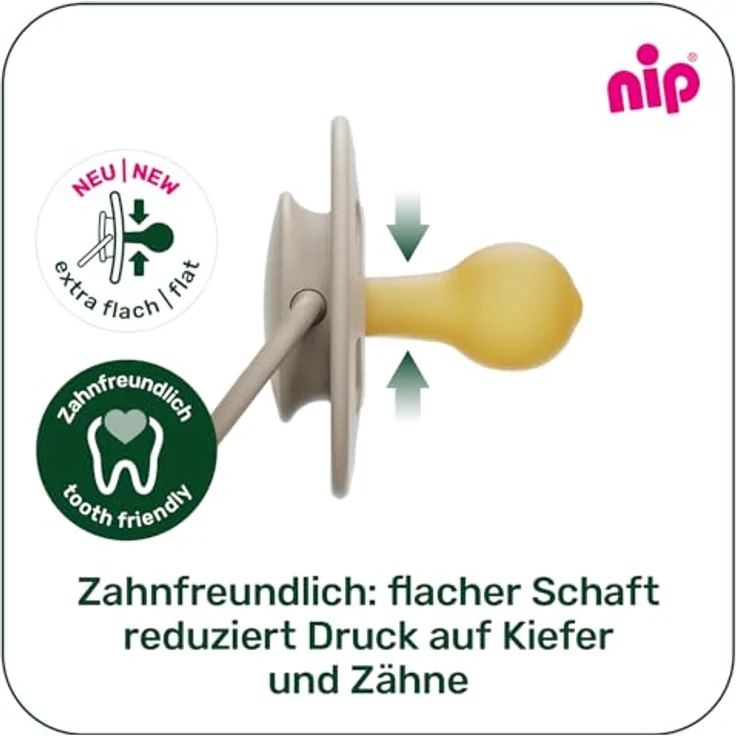 nip Schnuller Cherry Greenline, Beruhigungssauger im 4er Set, runde Kirschformschnuller mit extra dünnem Schaft, Latex, für 0-6 Monate, BPA-frei – Bild 3