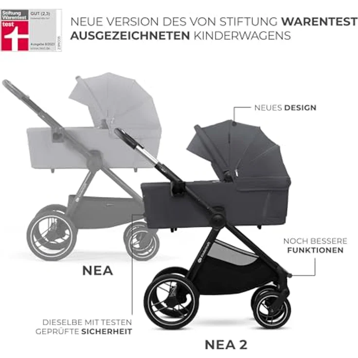 Kinderkraft NEA 2 Buggy, von Geburt bis 22 kg, mit Liegeposition, UPF50+, extrem leicht, dunkelgrau – Bild 4