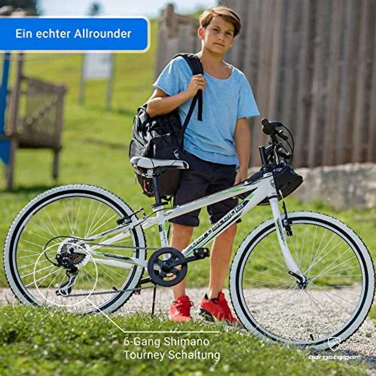 Bergsteiger Kansas 20, 24 Zoll Kinderfahrrad, geeignet für 6, 7, 8, 9, 10, 11 Jahre, Shimano 6 Gang-Schaltung, Mountainbike mit Weißwandbereifung, Jungen-Fahrrad, Mädchen-Fahrrad - Preisvergleich – Bild 4