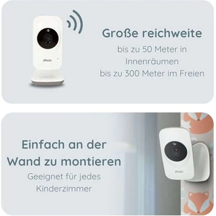 ALECTO Video-Babyphone mit 2. 4- Farbdisplay, weiß/taupe – Bild 2