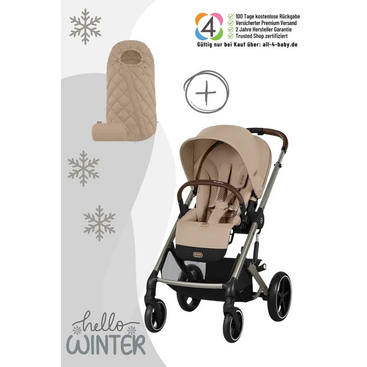 Cybex Balios S Lux Kinderwagen, inkl. Snogga 2.0 Fußsack, urbaner Buggy mit ergonomischer Liegeposition und XXL Sonnenverdeck