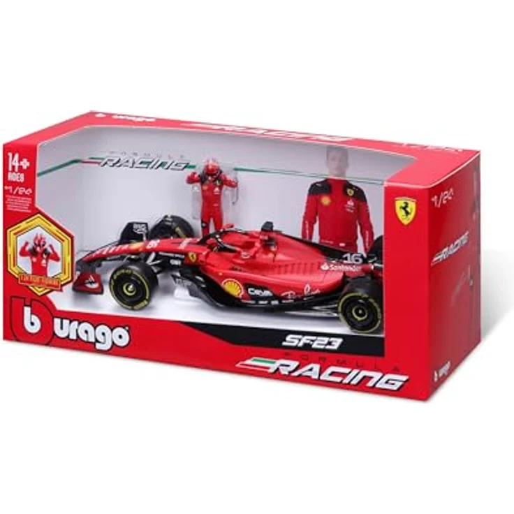 BBURAGO Ferrari SF-23 Charles Leclerc #16 2023, Maßstab 1:24 Modellfahrzeug mit realistischer Figur, offizielle Ferrari-Lizenz, geeignet ab 14 Jahren – Bild 4