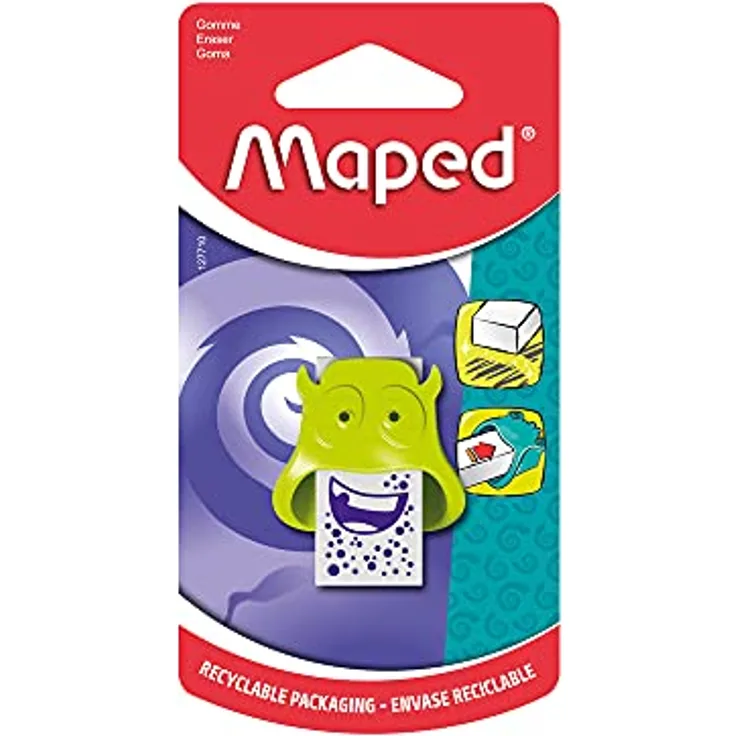 Maped - Radierer MONSTER - verschiedene Designs, farbig sortiert, 1 Stück (1er Pack)