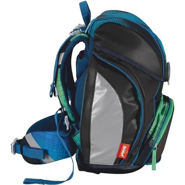 Der echte Scout Alpha Set Movie Star Blue Pixel Set 5-teilig, ca. 20 l Volumen, ca. 1.350 g Gewicht (ohne abnehmbare Elemente) - Schulranzen-Set mit pixeliger Kunst und Sicherheitsfeatures – Bild 3