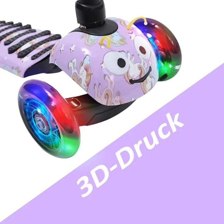 Habib Gruppe Kinderroller 3-Räder, Kinderscooter mit LED-Rädern, Höhenverstellung, rutschfest, max. 50 kg, für Jungen & Mädchen 3-8 Jahre – Bild 5