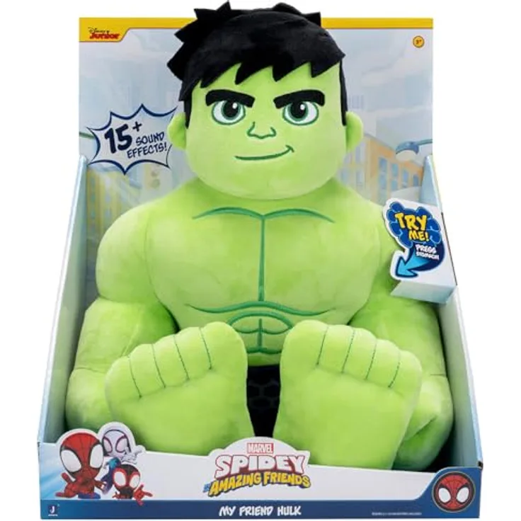 Spidey and his Amazing Friends Mein Freund Hulk Plüsch, 15+ Soundeffekte, für Kinder ab 3 Jahren