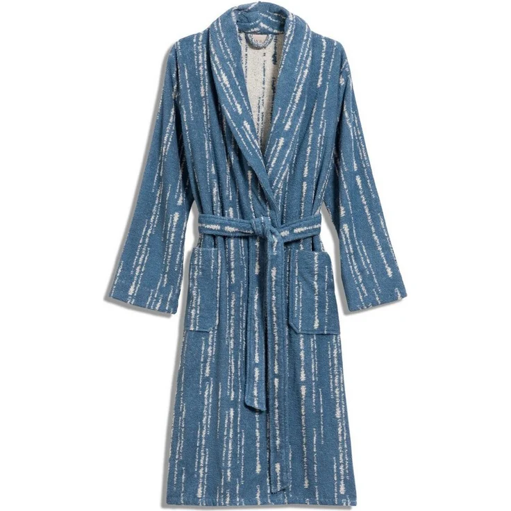 Möve Unisex-Bademantel Schalkragenmantel in Nature/Steel Blue, XS-XL, ideal für Sauna & Spa, Hotel, Morgenmantel – Bild 1