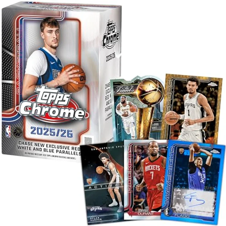 Topps 2025-26 Chrome Basketball Value Box, Sammelkarten-Set mit Refractors, Parallels und Rookies – Bild 2