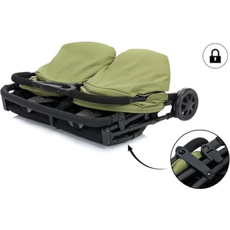 Fillikid Geschwister- & Zwillingskinderwagen Twin, 10,2 kg, Liegeposition, 78 cm breit, Schwarz Grün, inkl. Gratis Mobilitätsgarantie – Bild 6