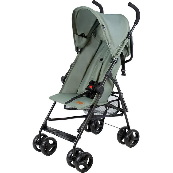 Babytrold Jet, kompakter Buggy Kinderwagen in olive mit 5-Punkt-Gurt, verstellbarer Rückenlehne und schwenkbaren Vorderrädern, leicht zusammenklappbar