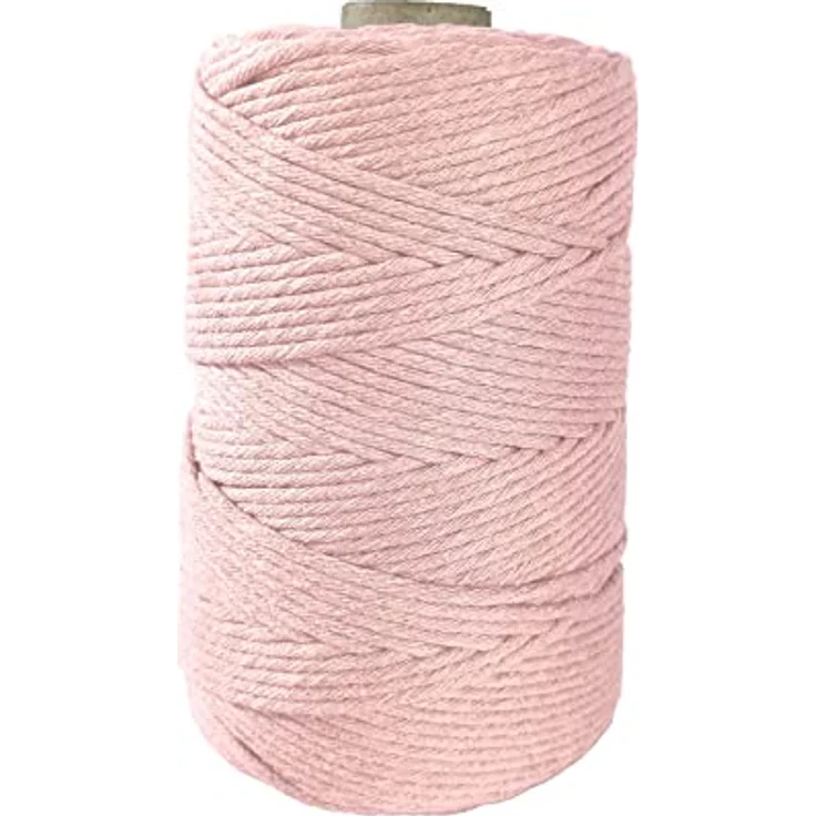 BooGardi Makramee Garn Bastelgarn, (5mm x 100m 100% Baumwolle), Hellrosa 2 Stärken Macramee Kordel Band – Bild 5
