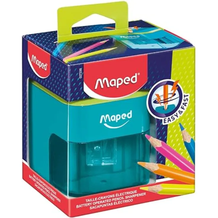 Maped Elektrischer Spitzer, türkis/apfelgrün, präzise und schnelle Spitzleistung