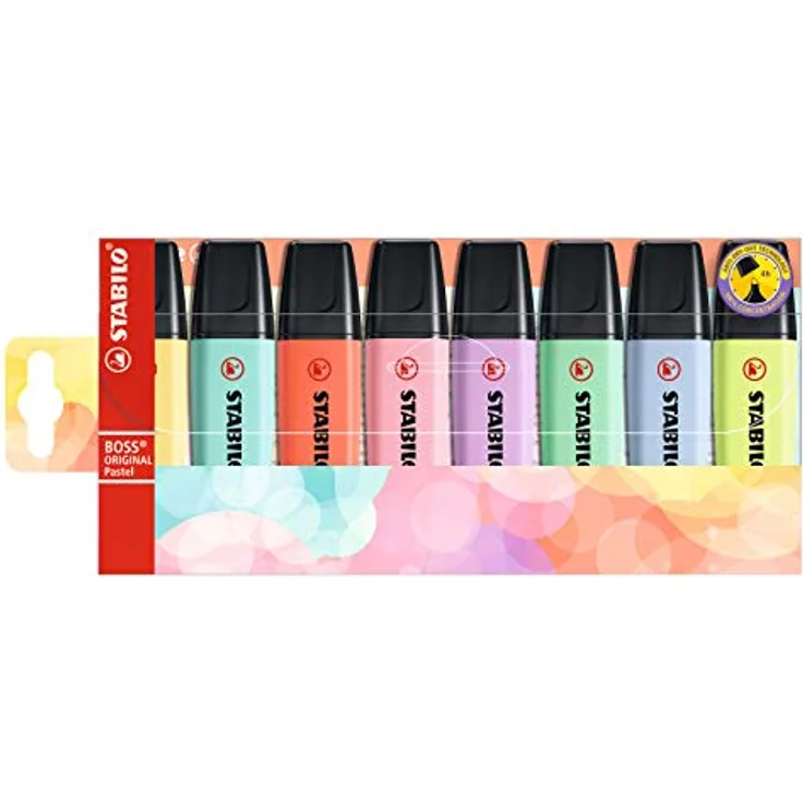 Textmarker - STABILO BOSS ORIGINAL Pastel - 8er Pack - mit 8 verschiedenen Farben