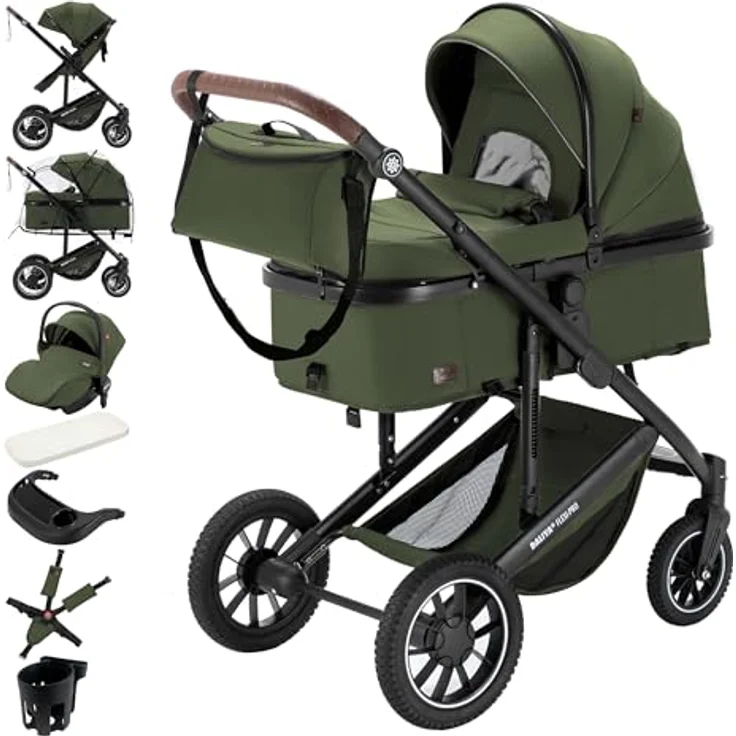 Daliya FLEXI-PRO M 3in1 Kinderwagen & Buggy mit i-Size Babyschale, Memory-Knöpfen, leicht und großem Einkaufskorb – Bild 1