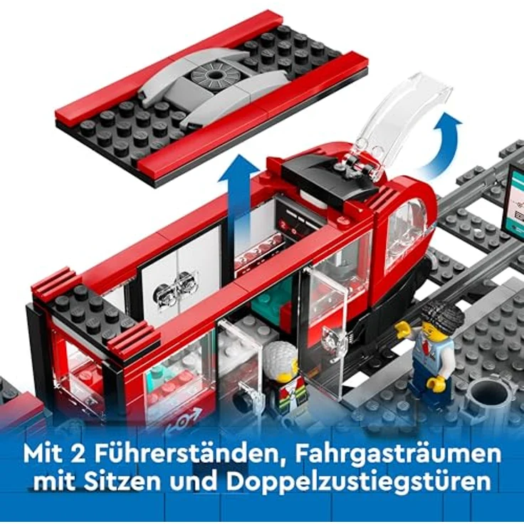 LEGO® Konstruktionsspielsteine Straßenbahn mit Haltestelle (60423), LEGO LEGO City, (811 St), Made in Europe – Bild 4