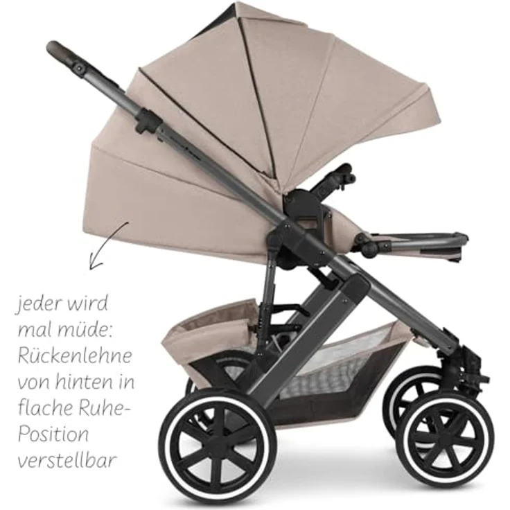 ABC Design Kombikinderwagen Salsa 5 Air, Beige, Textil, mit Feststellbremse, Federung, abnehmbarer Verdeckung und 5-Punkte-Gurt, geeignet für Babyschale – Bild 10