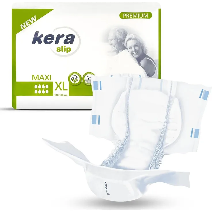 Kera Windeln Inkontinenz Slip MAXI DAY - saugstarke Windeln für Erwachsene, 80-St., auslaufsicher, atmungsaktiv (Cotton Feel)