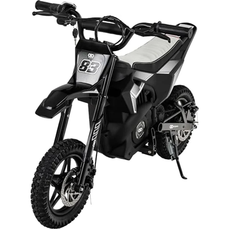 Actionbikes Motors Kinder Crossbike Raider, Elektro Kindermotorrad mit 24 V/250 W Motor, Scheibenbremsen und Geschwindigkeitsschalter, schwarz-weiß, ab 8 Jahren – Bild 8