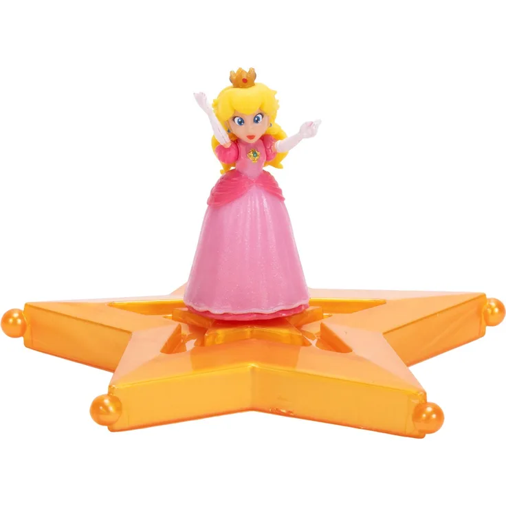 Jakks Pacific Super Mario - Mini Figur Peach, ca. 4 cm mit Sternenwerfer, Sammelfigur