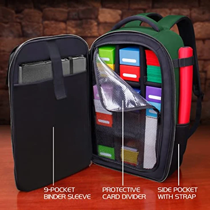 ENHANCE MTG-Rucksack - Sammleredition TCG-Rucksack für bis zu 7.600 Karten, integrierter Card Defender Screen, Drachen Grün – Bild 2