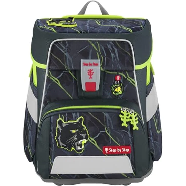 Step by Step Schulranzen-Set Space „Danger Cat Chiko“ 5-teilig, grau-grün, Panther-Design, ergonomisch mit Reflektoren, höhenverstellbar, 20L – Bild 2