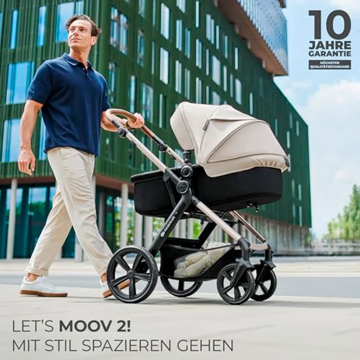 Kinderkraft MOOV 2 AIR 3-in-1 Kinderwagen, Aufblasbare Räder, 2-in-1-Sitz, inkl. Mink PRO i-Size, bis 27 kg, UPF50+ Verdeck, Grau – Bild 2