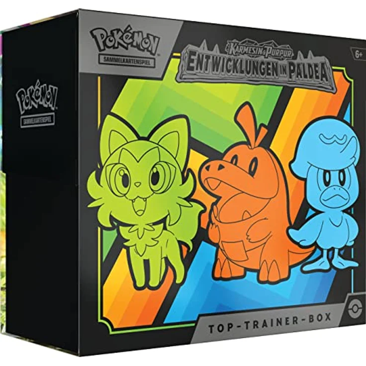 Pokémon-Sammelkartenspiel: Top-Trainer-Box Karmesin & Purpur – Entwicklungen in Paldea (9 Boosterpacks & Premium-Zubehör) – Bild 1